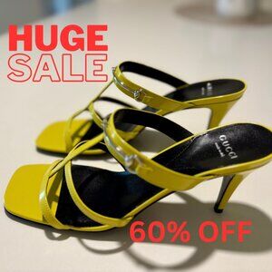Gucci Yellow Women's Slim Horsebit Slide Sandals | Size: 39 Brand New $920